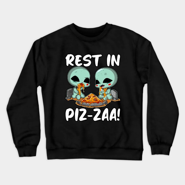 Cute Food Rest In  Piz-zaa Pizza Foodies Graveyard Halloween Puns Crewneck Sweatshirt by Outrageous Flavors